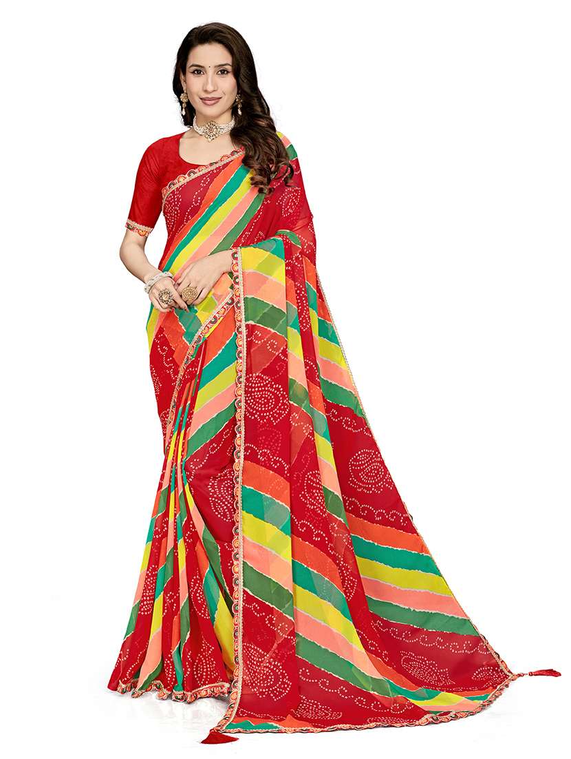 women printed casual wear saree with blouse