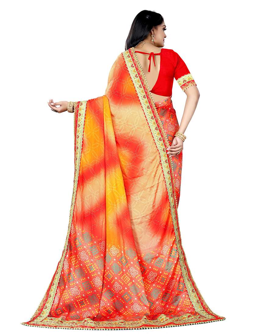 women bandhani printed saree with blouse - 22606472 -  Standard Image - 2
