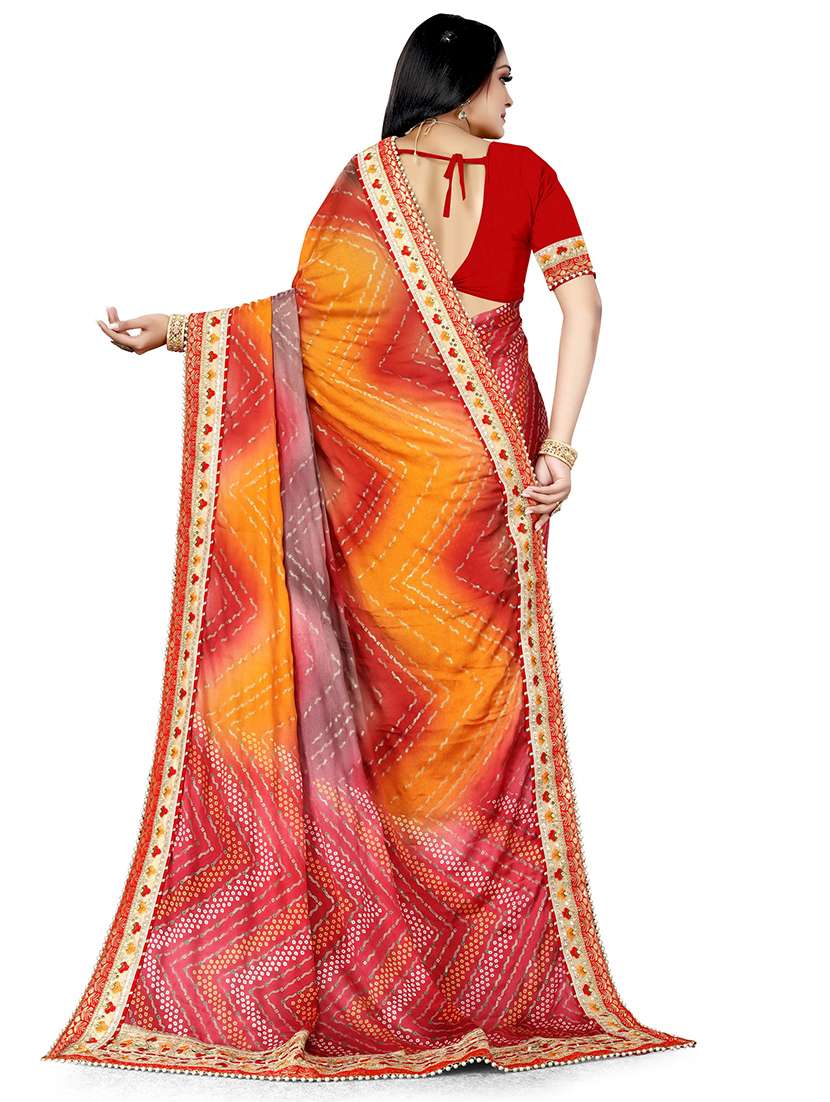 women bandhani printed saree with blouse - 22606473 -  Standard Image - 2