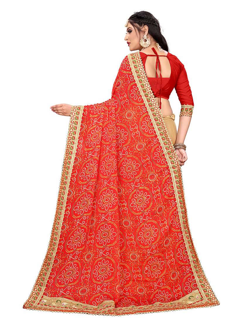 women bandhani printed half and half saree with blouse - 22606475 -  Standard Image - 2