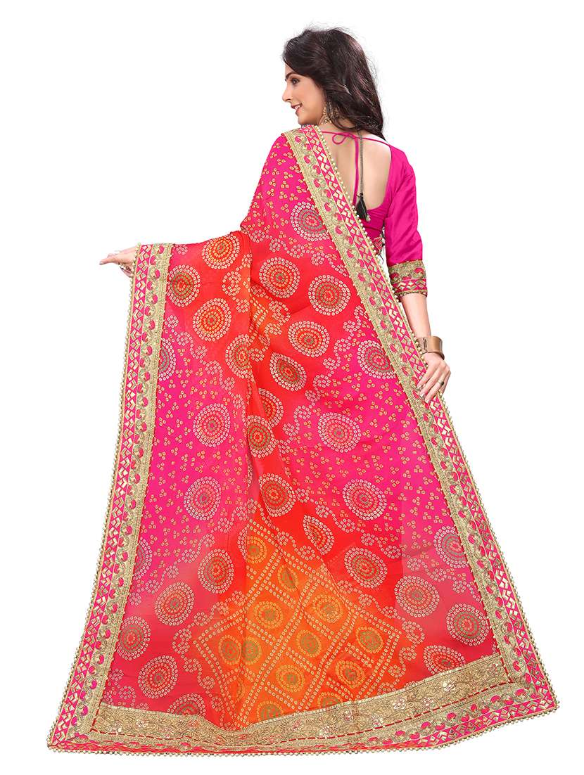 Women Bandhani Printed Half And Half Saree With Blouse - 22606477 -  Standard Image - 2