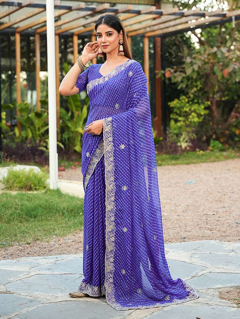 Women Bandhani Printed Saree With Blouse - 22606487 -  Standard Image - 2