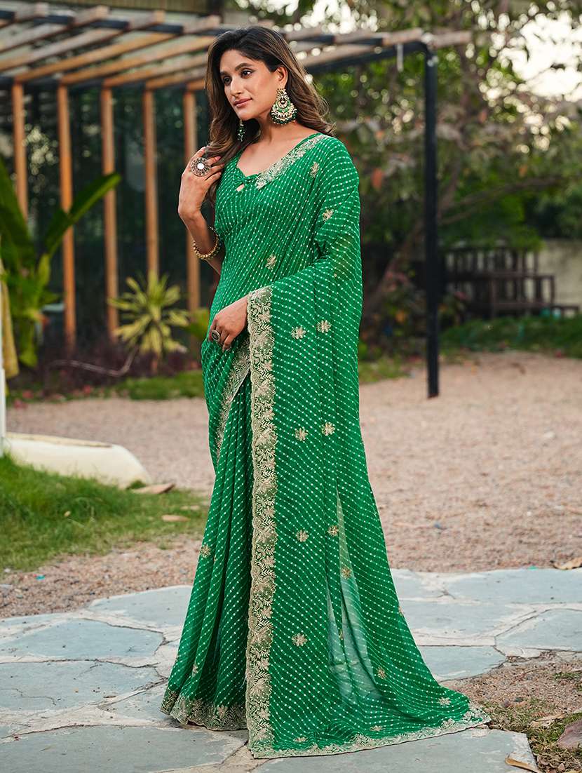 Women Bandhani Printed Saree With Blouse - 22606488 -  Standard Image - 2
