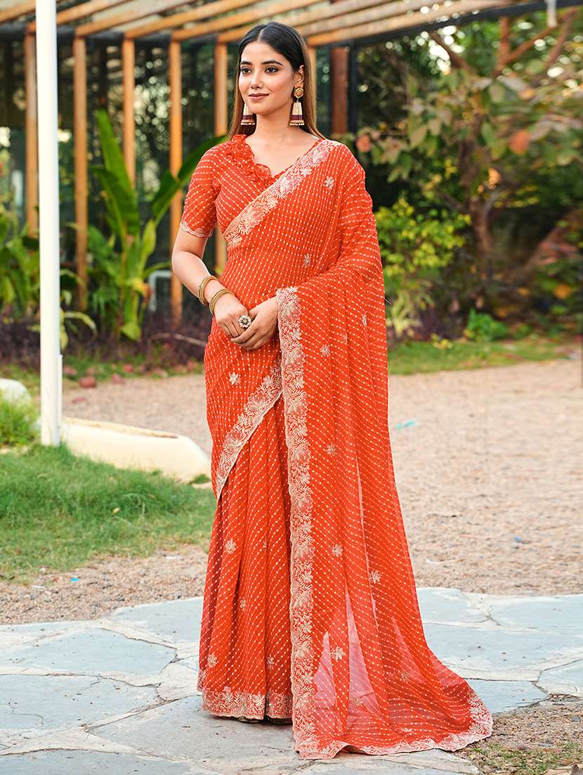 Women Bandhani Printed Saree With Blouse - 22606489 -  Standard Image - 2
