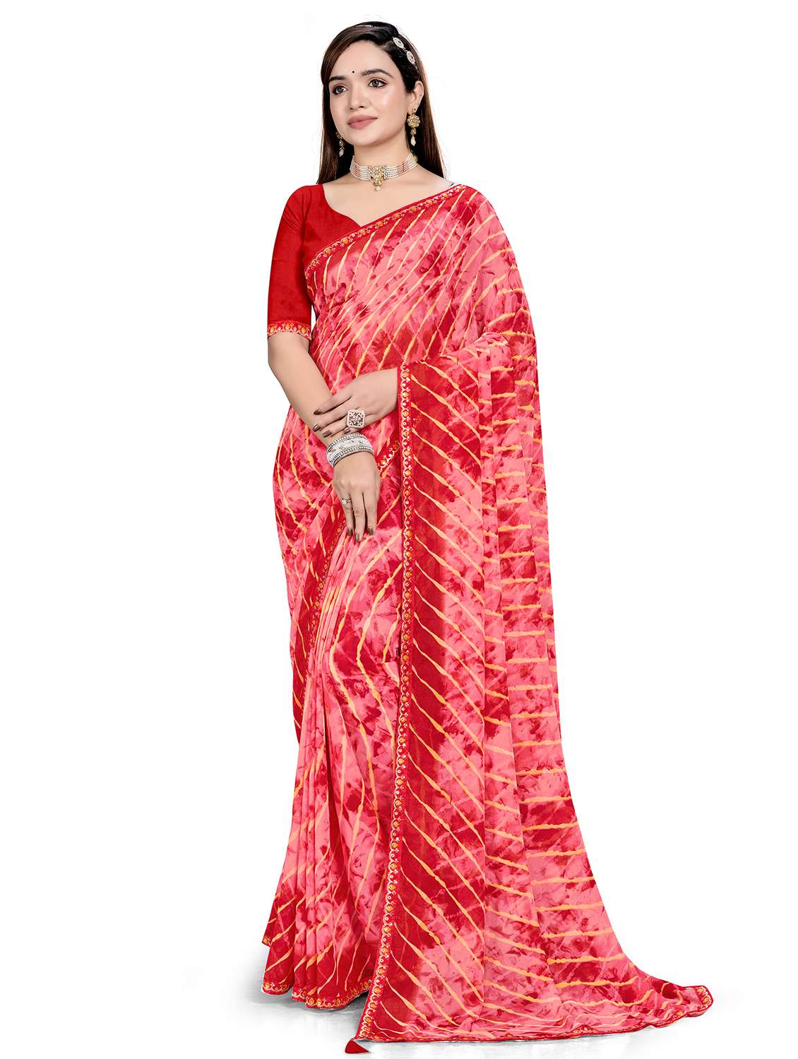 women printed casual wear saree with blouse
