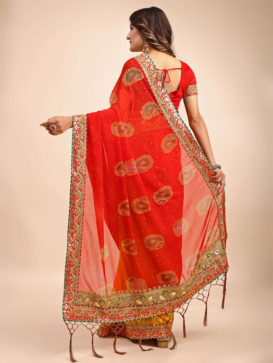 Women Bandhani Printed Half & Half Saree With Blouse - 22606780 -  Standard Image - 2