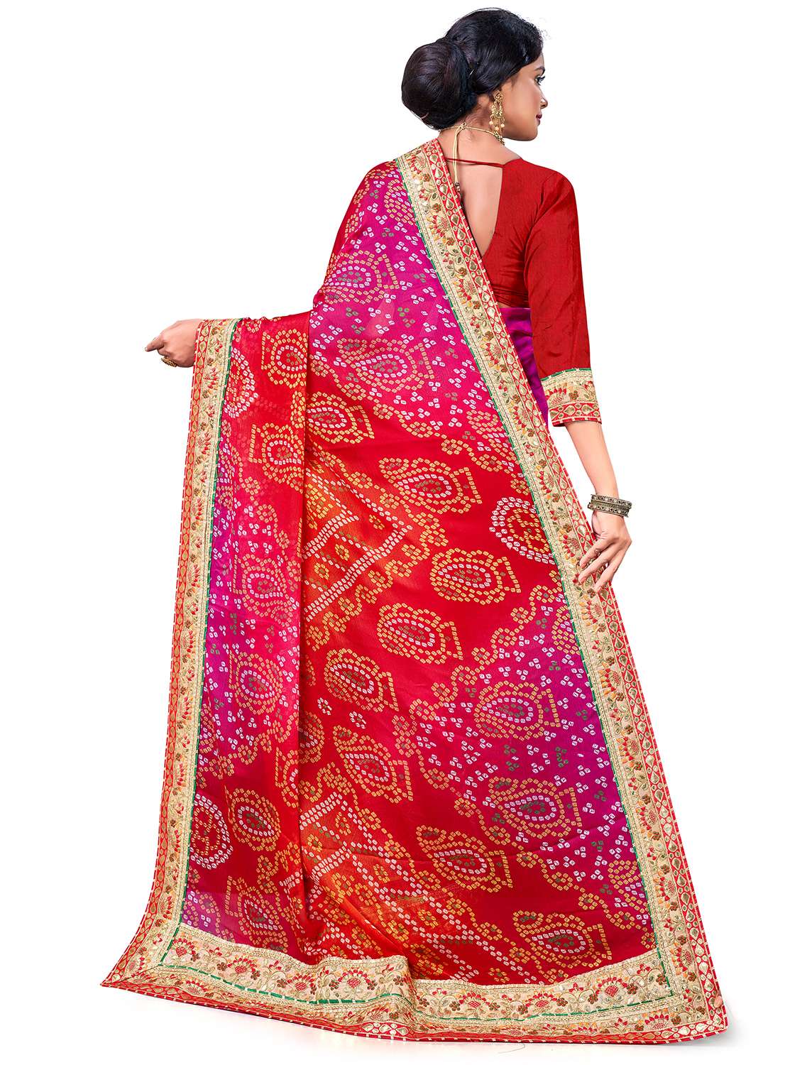 Women Bandhani Printed Half & Half Saree With Blouse - 22606808 -  Standard Image - 2