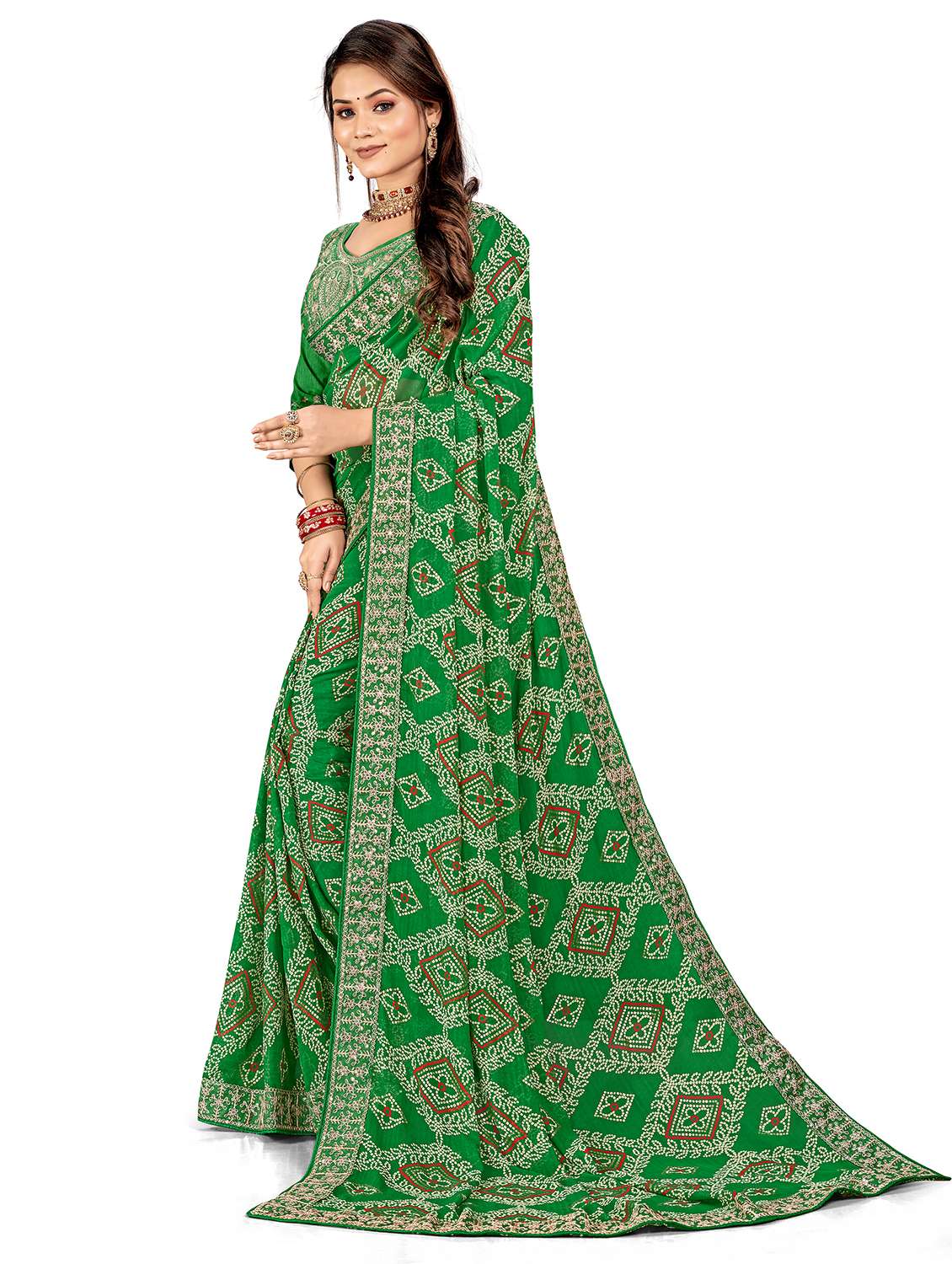 women bandhani printed saree with blouse - 22606848 -  Standard Image - 2
