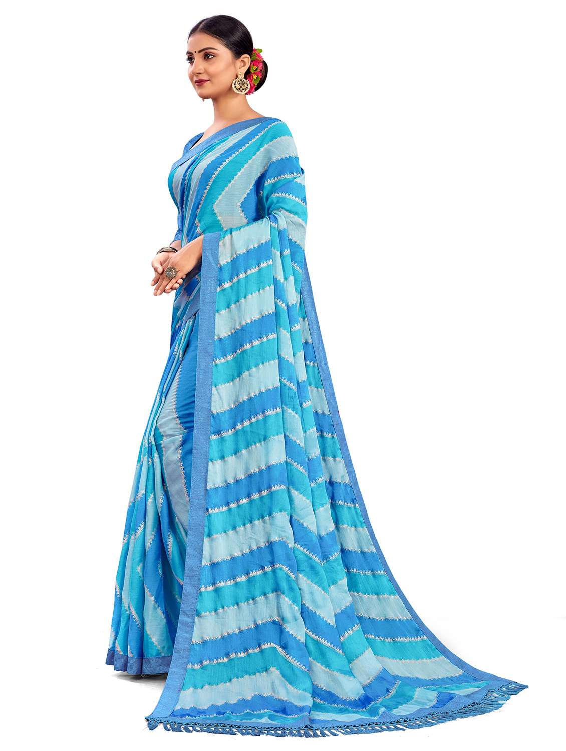 women leheriya printed saree with blouse - 22606851 -  Standard Image - 2
