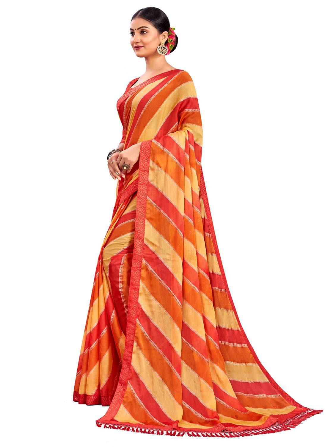 women leheriya printed saree with blouse - 22606853 -  Standard Image - 2