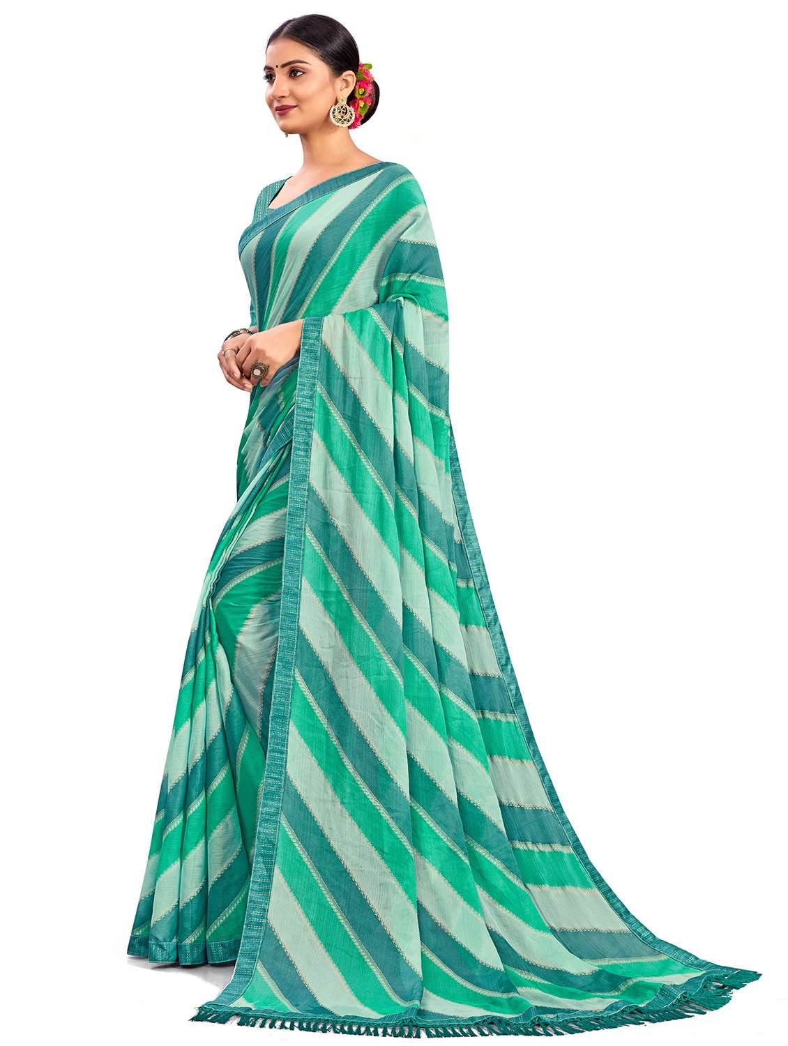 women leheriya printed saree with blouse - 22606857 -  Standard Image - 2
