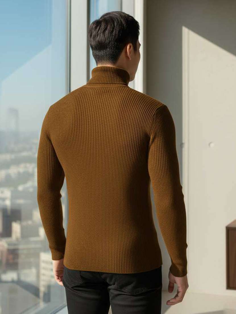 men self design turtle neck slim fit pullover - 22608436 -  Standard Image - 2
