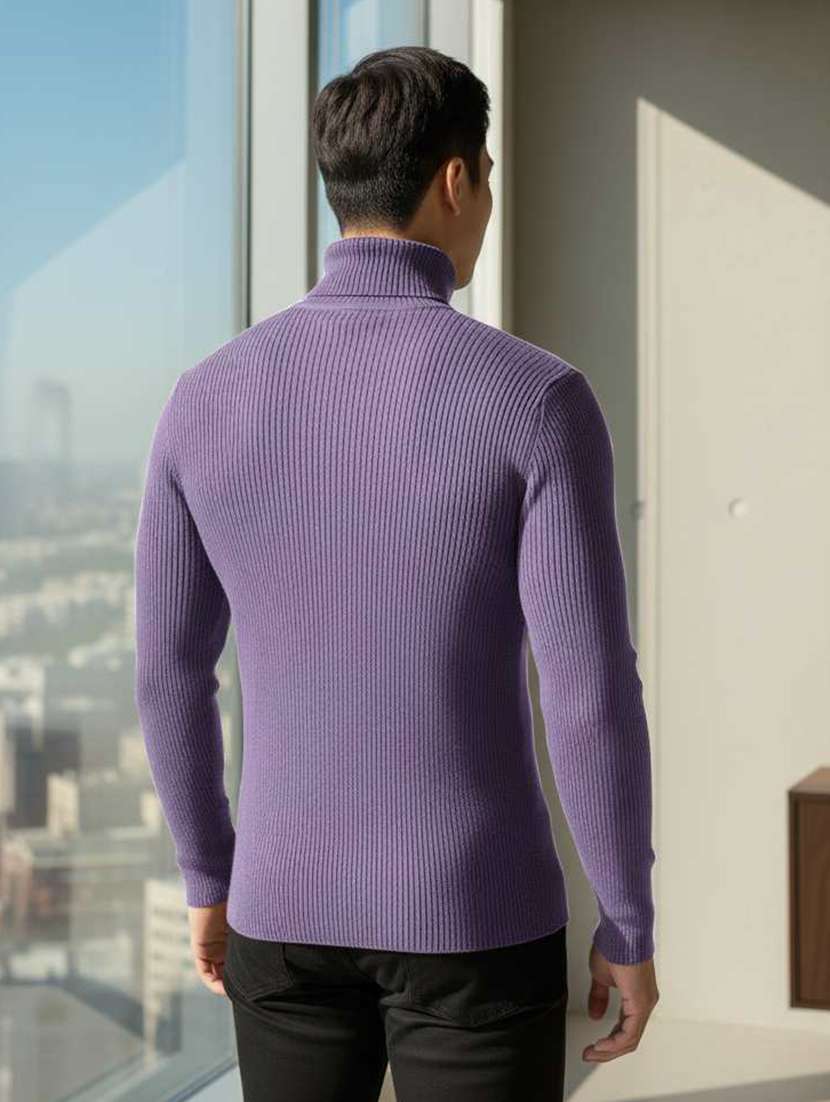 men self design turtle neck slim fit pullover - 22608437 -  Standard Image - 2