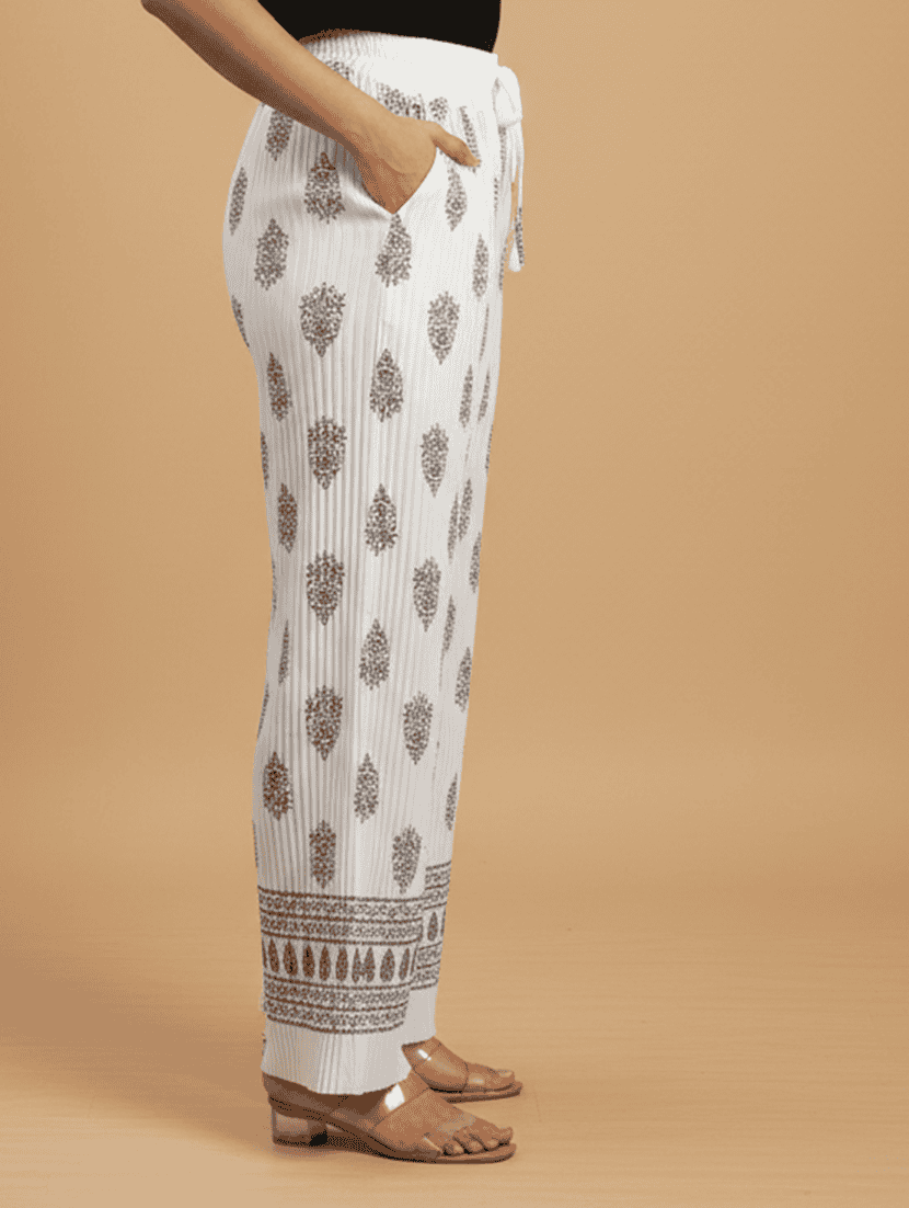 women printed mid rise straight palazzo - 22608440 -  Standard Image - 2
