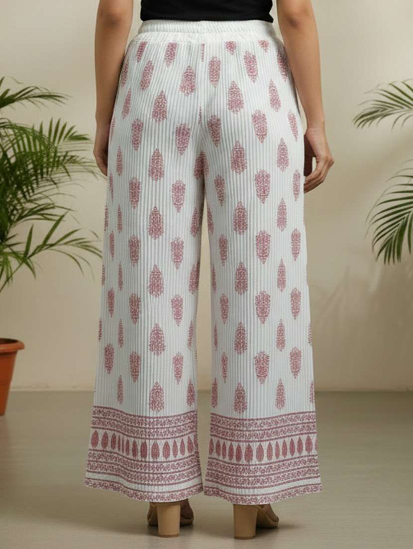 women pack of 2 printed mid rise straight palazzo - 22608446 -  Standard Image - 2