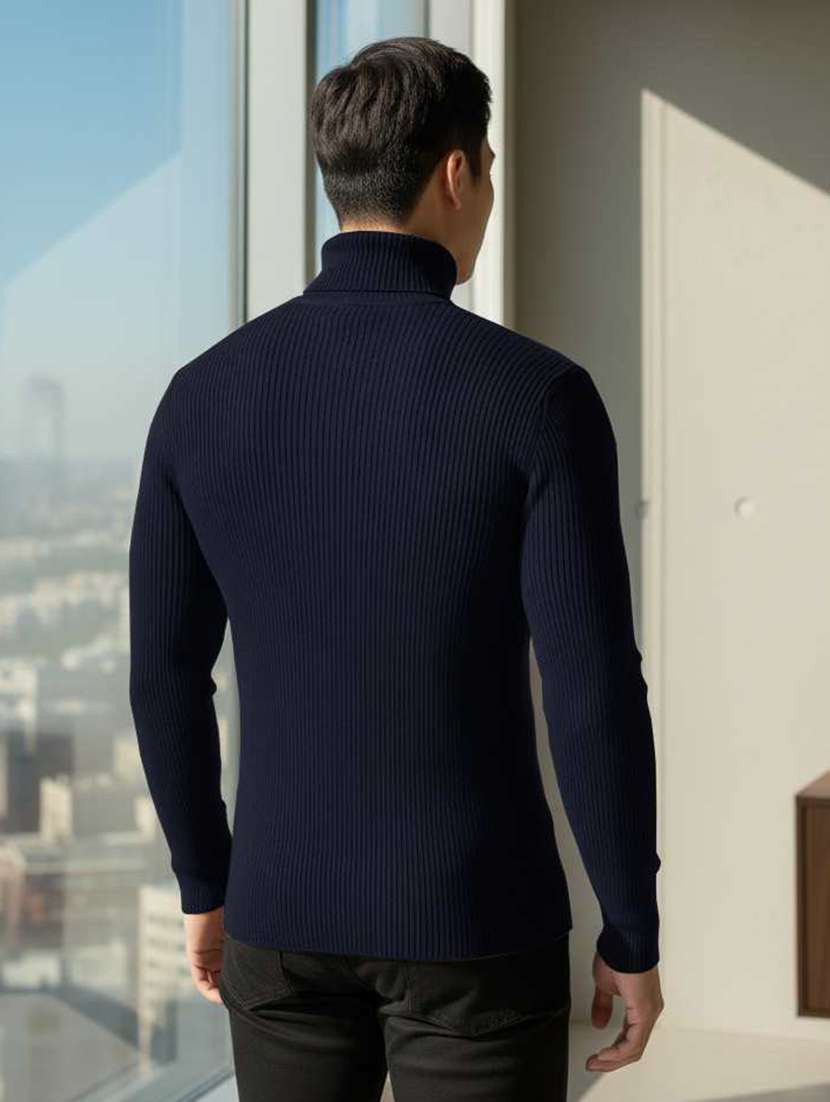 men self design turtle neck slim fit pullover - 22608451 -  Standard Image - 2