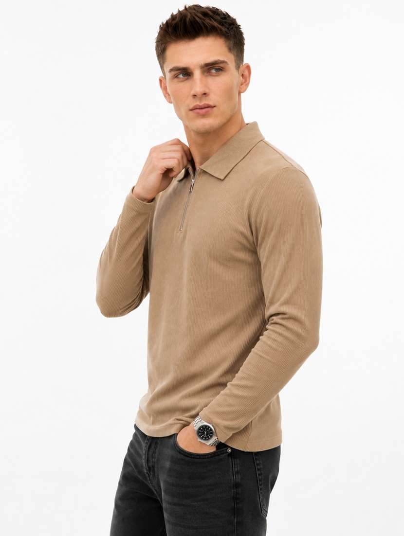 men self design long sleeves polo t-shirt - 22608991 -  Standard Image - 2
