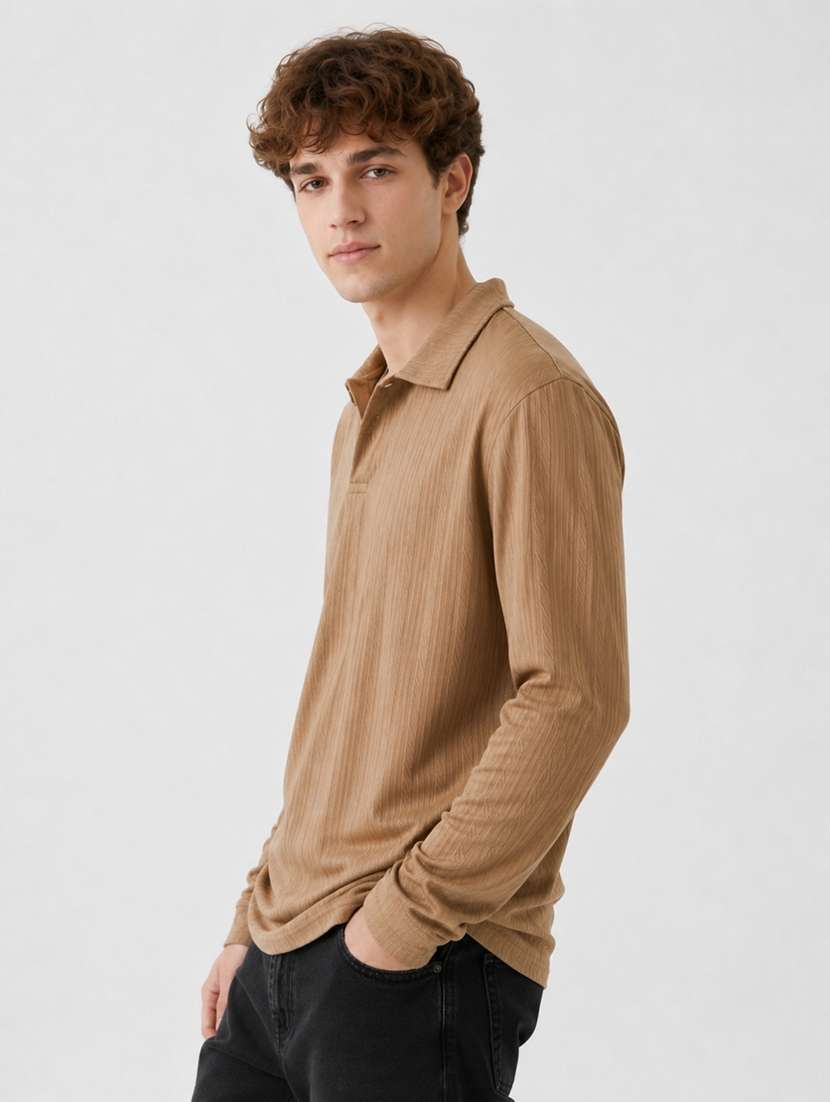 men self design long sleeves polo t-shirt - 22608996 -  Standard Image - 2