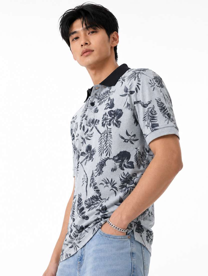 men printed short sleeves polo t-shirt - 22609006 -  Standard Image - 2