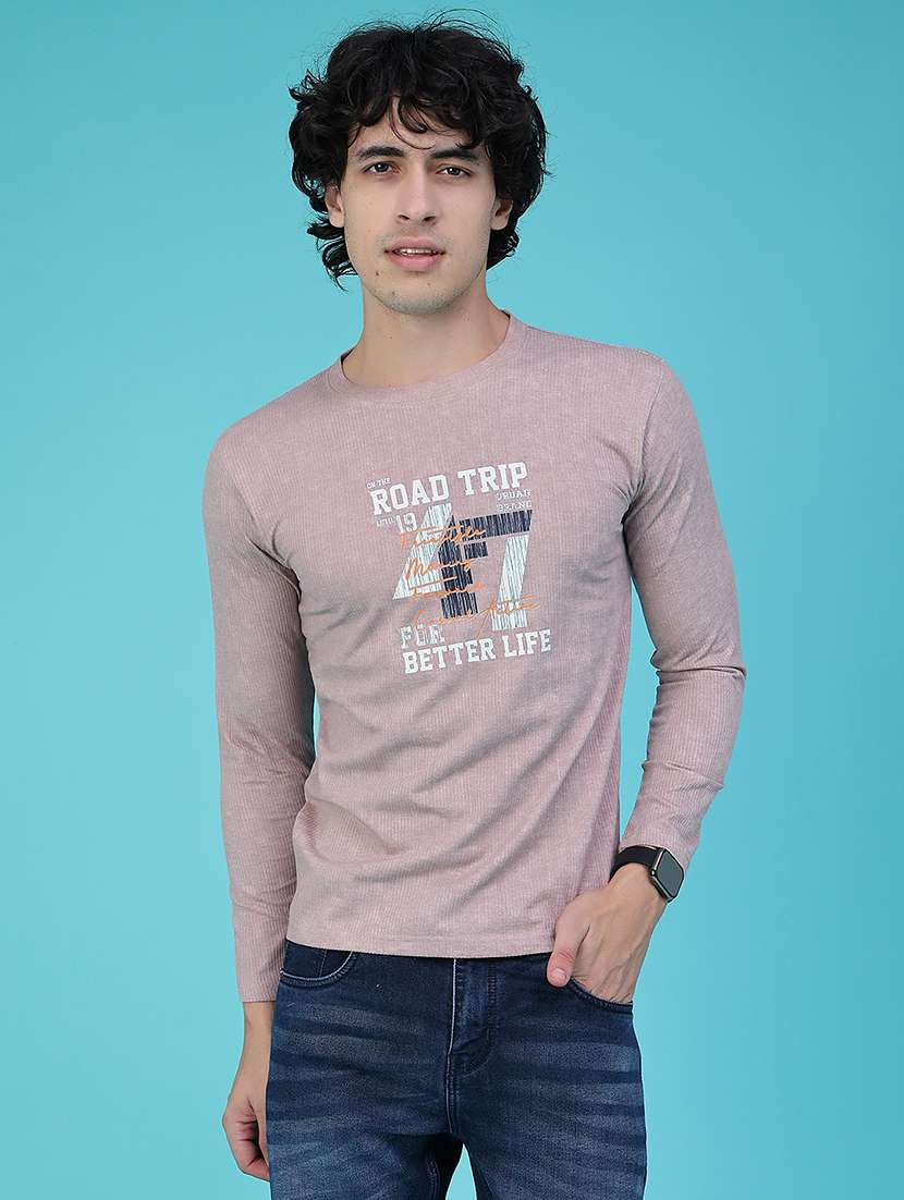 Men Printed Long Sleeve Slim Fit T-shirt - 22609042 -  Standard Image - 2