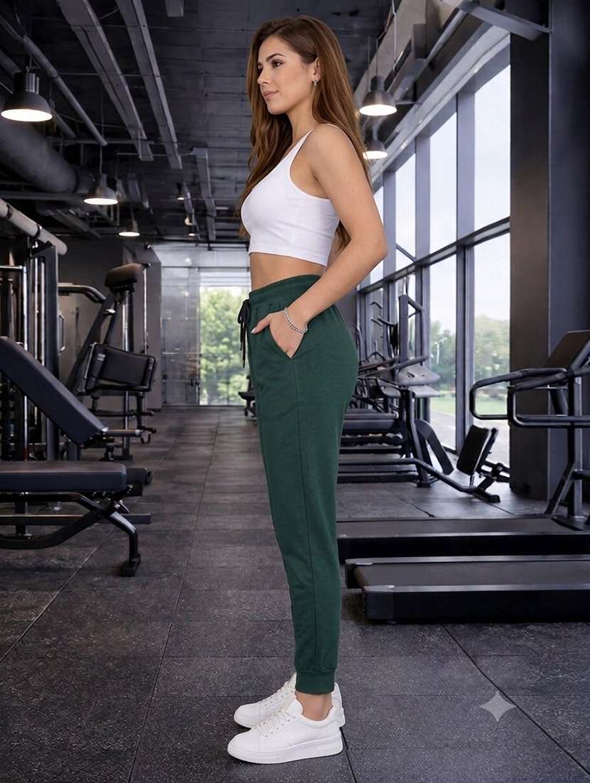 women solid high rise regular fit jogger - 22609132 -  Standard Image - 2