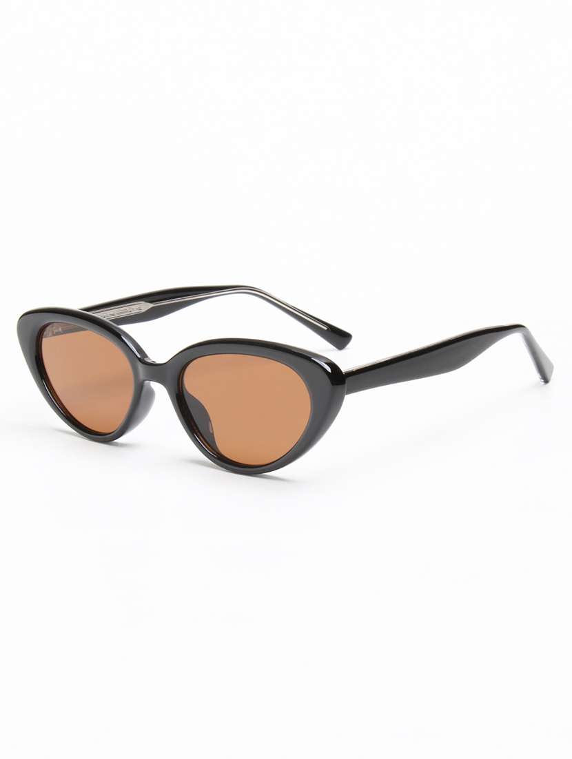black full rim cat eye sunglasses with brown lenses - 22609435 -  Standard Image - 2