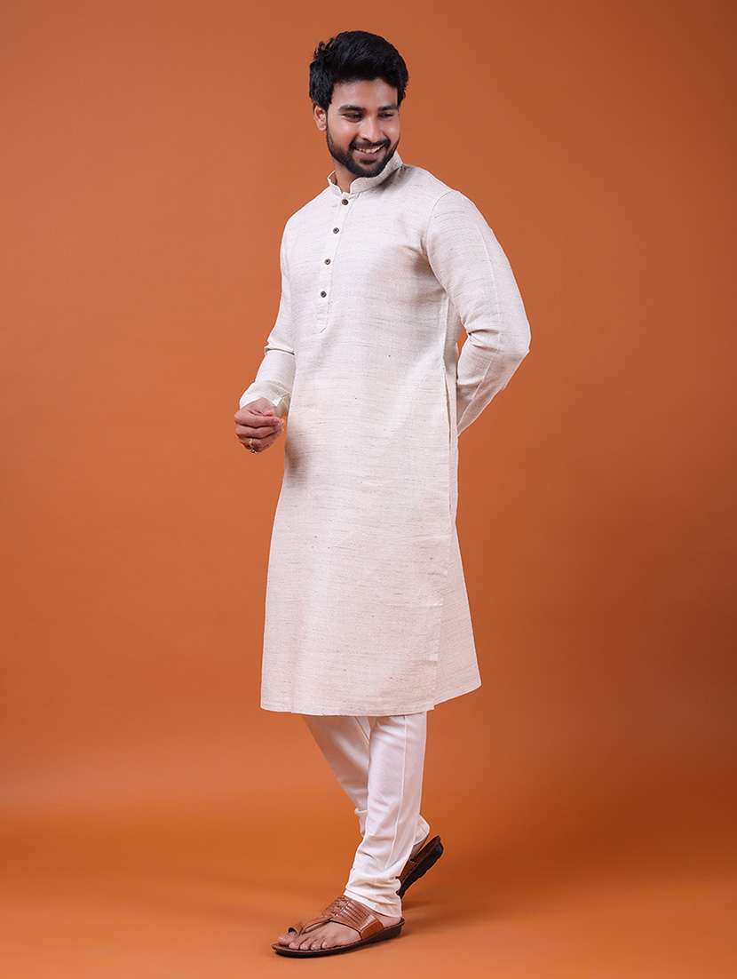 men self design mandarin neck long kurta  - 22609489 -  Standard Image - 2