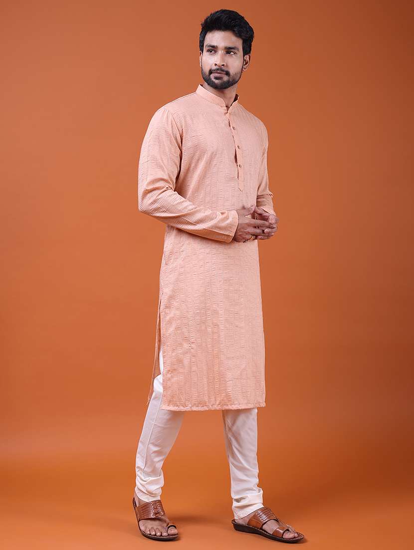 men self design mandarin neck long kurta - 22609493 -  Standard Image - 2