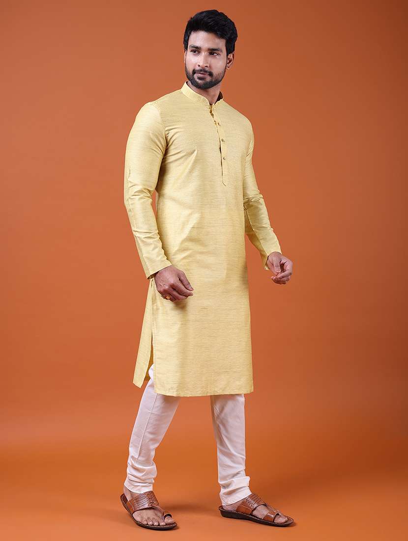 men self design mandarin neck long kurta - 22609495 -  Standard Image - 2
