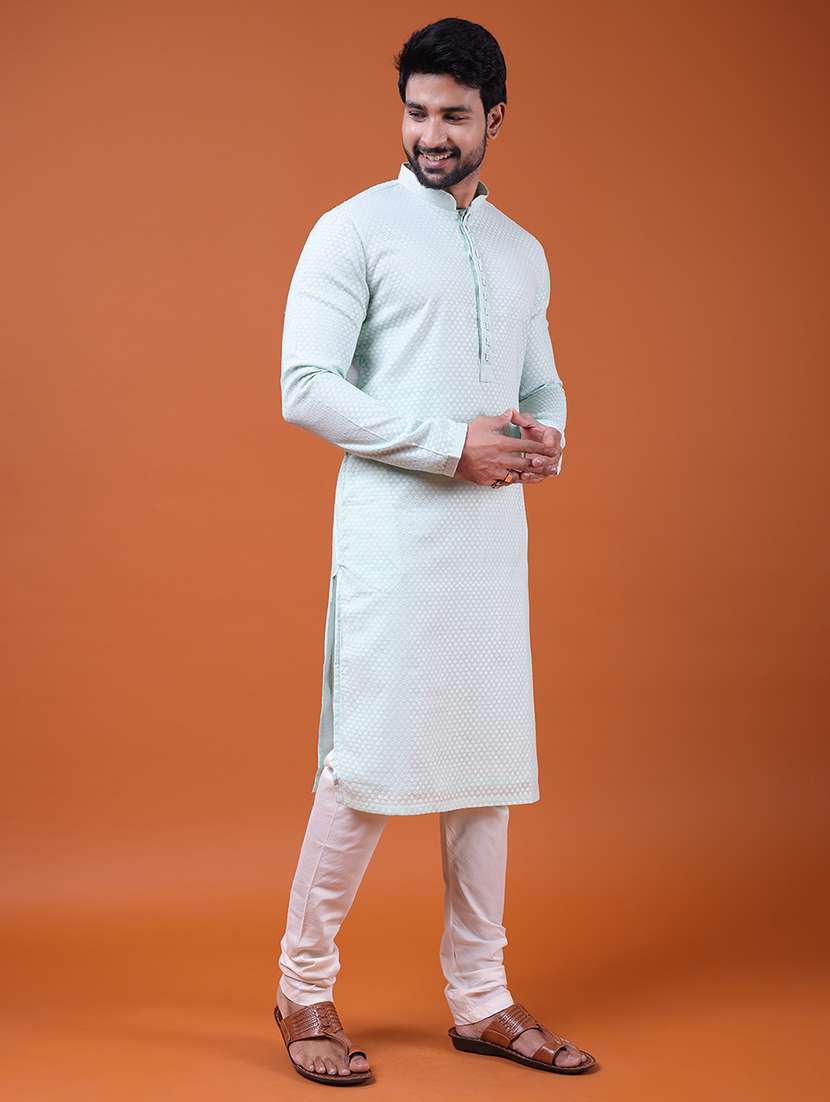men self design mandarin neck long kurta - 22609498 -  Standard Image - 2