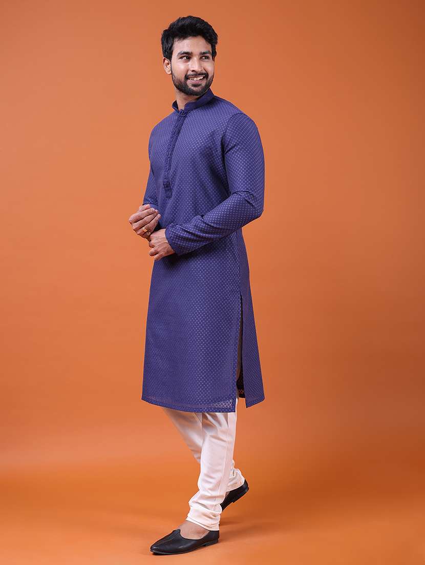 men self design mandarin neck long kurta - 22609499 -  Standard Image - 2