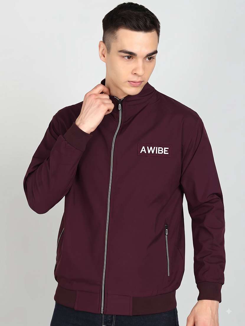 men solid long sleeves regular fit bomber jacket - 22609564 -  Standard Image - 2