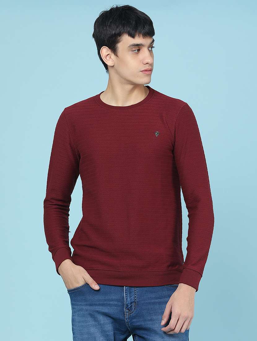 Men Self Design Long Sleeve Slim Fit T-shirt - 22609967 -  Standard Image - 2