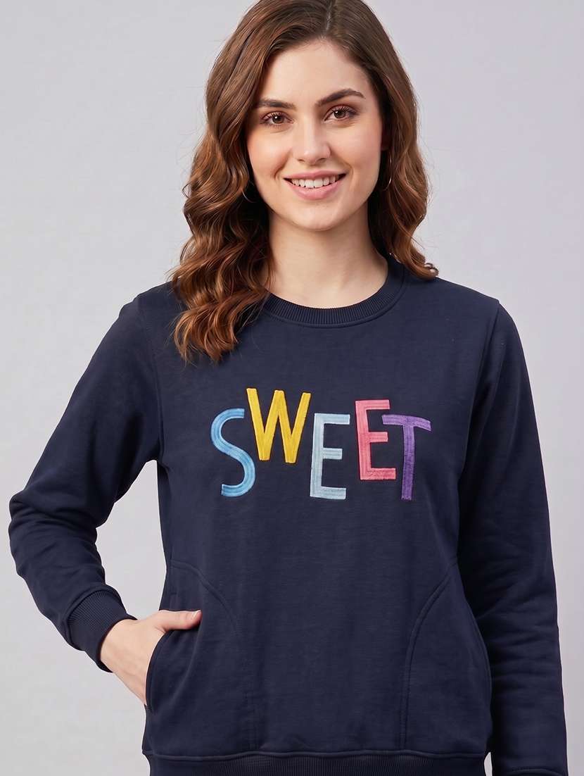 Women Typographic Long Sleeves Regular Fit Sweatshirt - 22610066 -  Standard Image - 2