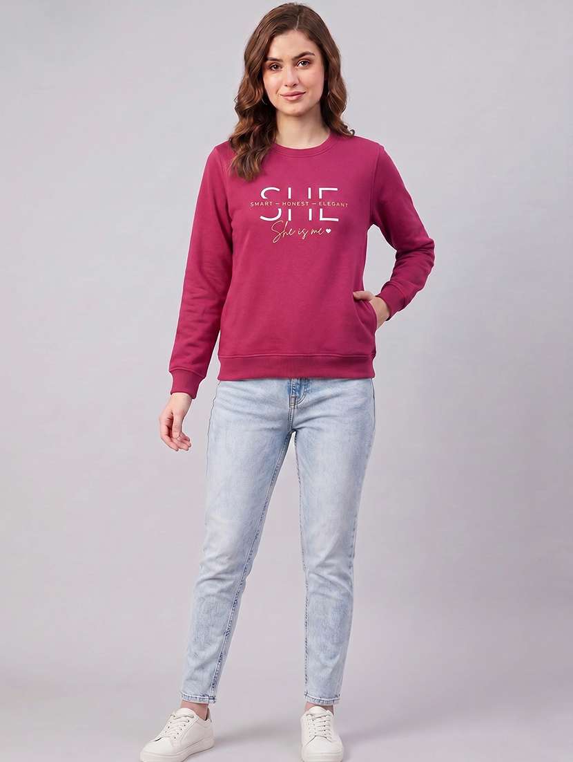 women printedl ong sleeves regular fit sweatshirt - 22610069 -  Standard Image - 2