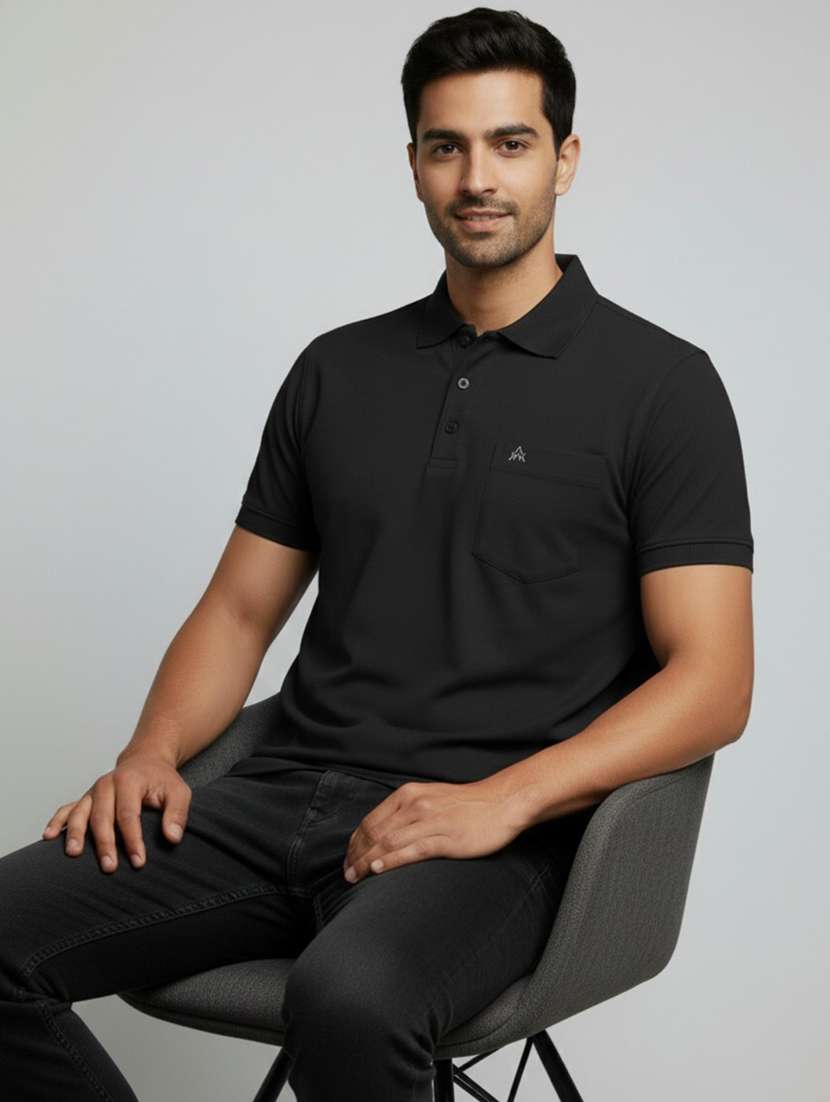 men solid short sleeves polo t-shirt - 22610071 -  Standard Image - 2
