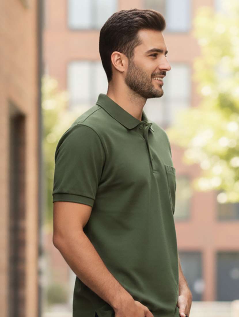 men solid short sleeves polo t-shirt - 22610075 -  Standard Image - 2