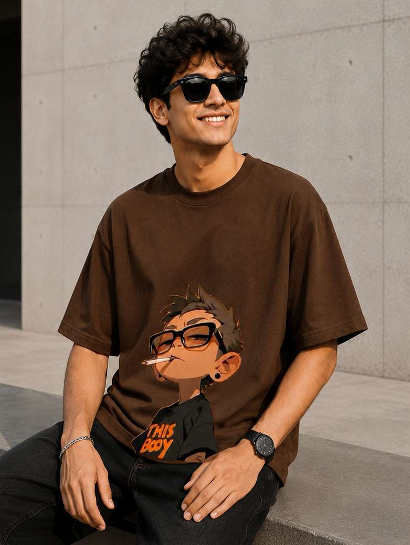 Men Printed Short Sleeves Oversized T-shirt - 22610077 -  Standard Image - 2