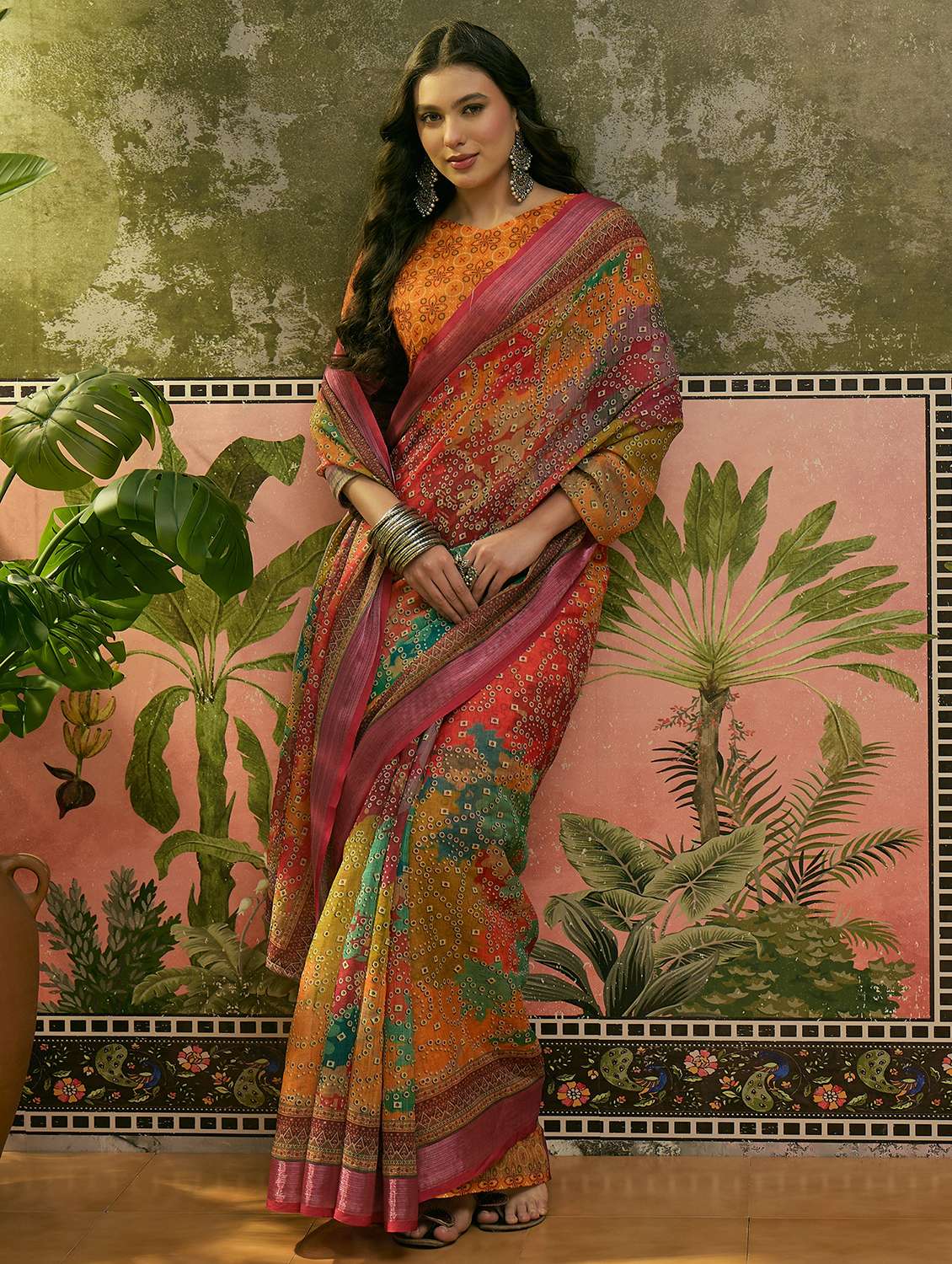 women printed casual wear saree with blouse - 22610095 -  Standard Image - 2