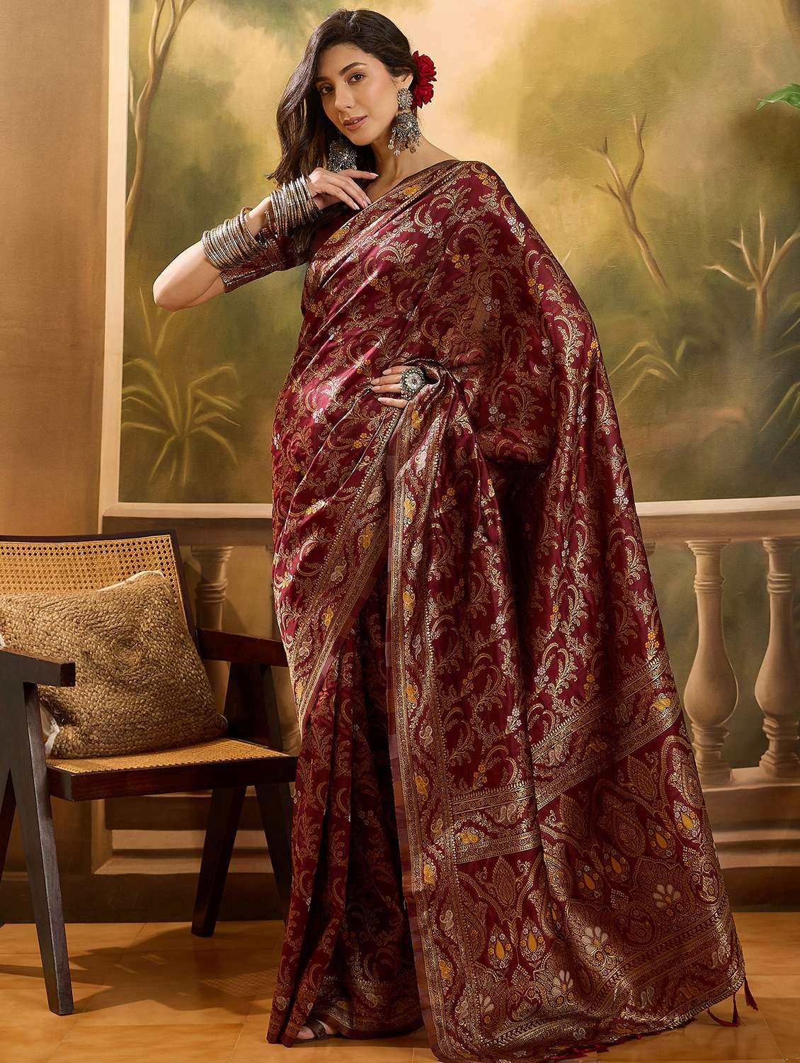 women self design banarasi saree with blouse - 22610162 -  Standard Image - 2
