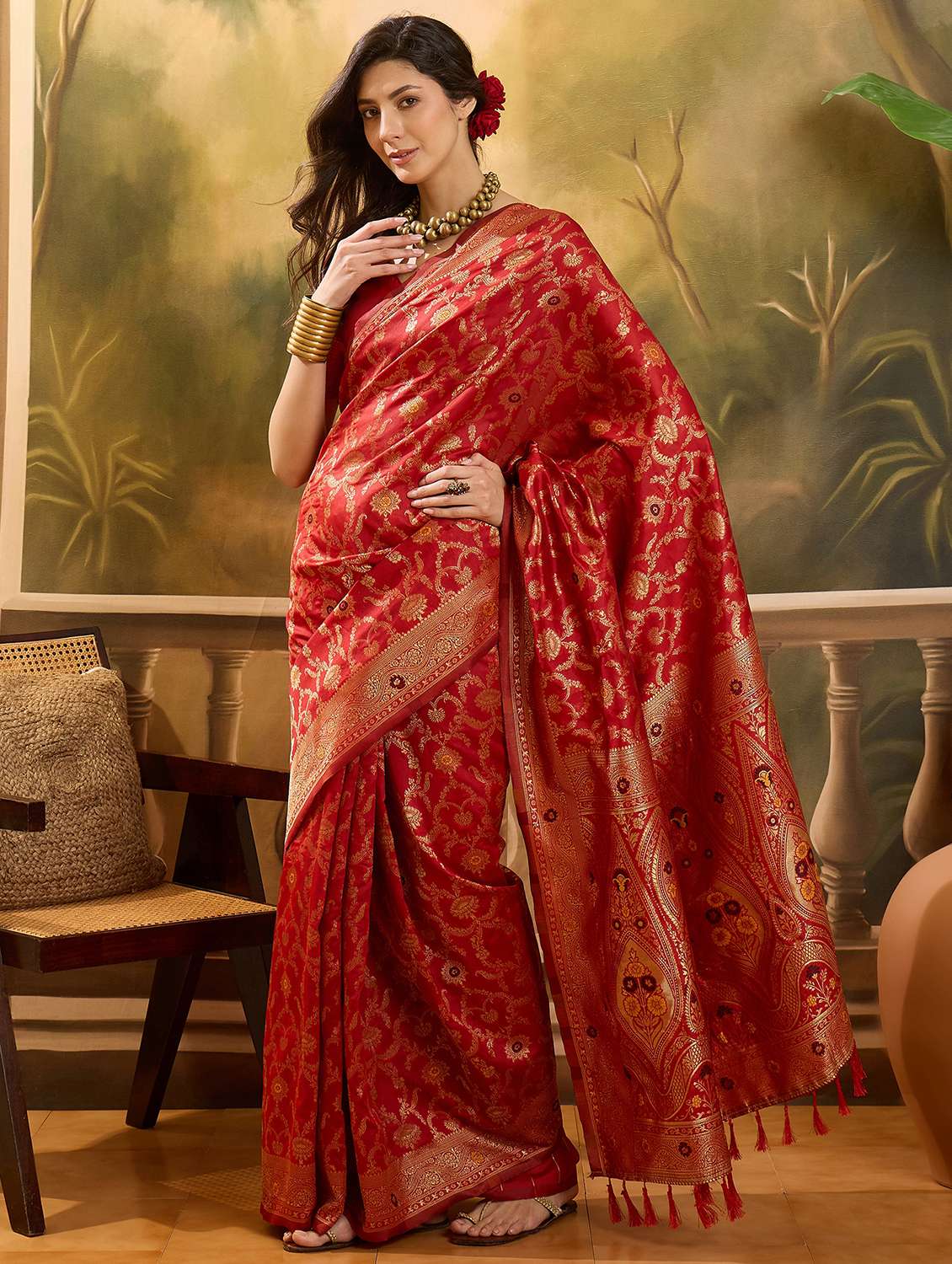 women self design banarasi saree with blouse - 22610167 -  Standard Image - 2