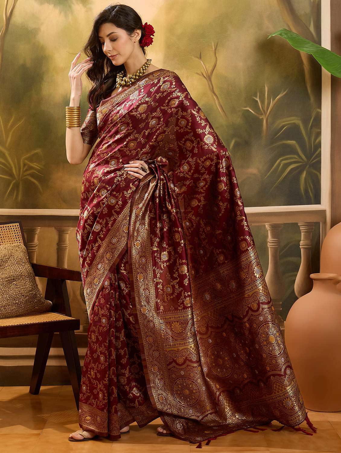 women self design banarasi saree with blouse - 22610178 -  Standard Image - 2