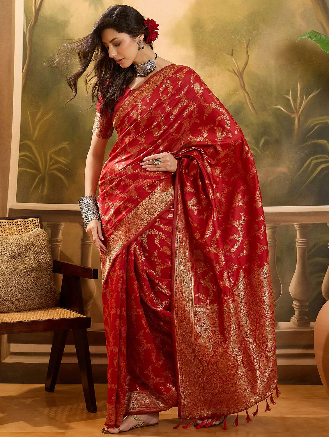 women self design banarasi saree with blouse - 22610198 -  Standard Image - 2