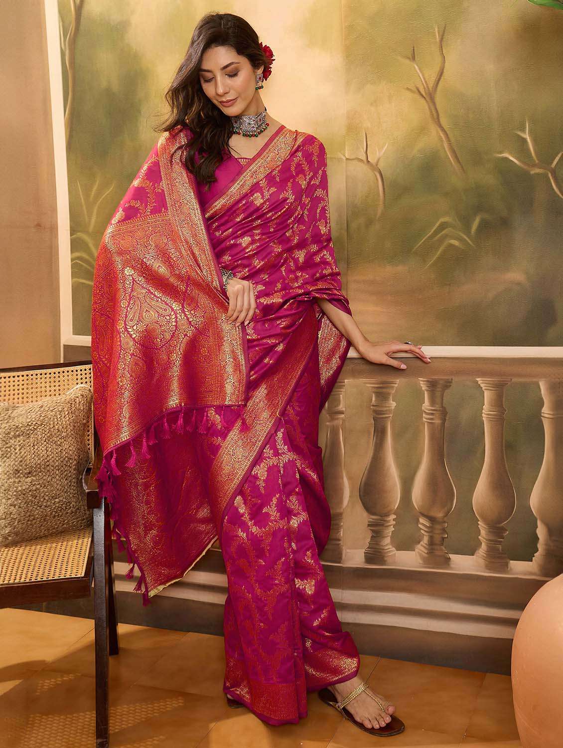 women self design banarasi saree with blouse - 22610199 -  Standard Image - 2