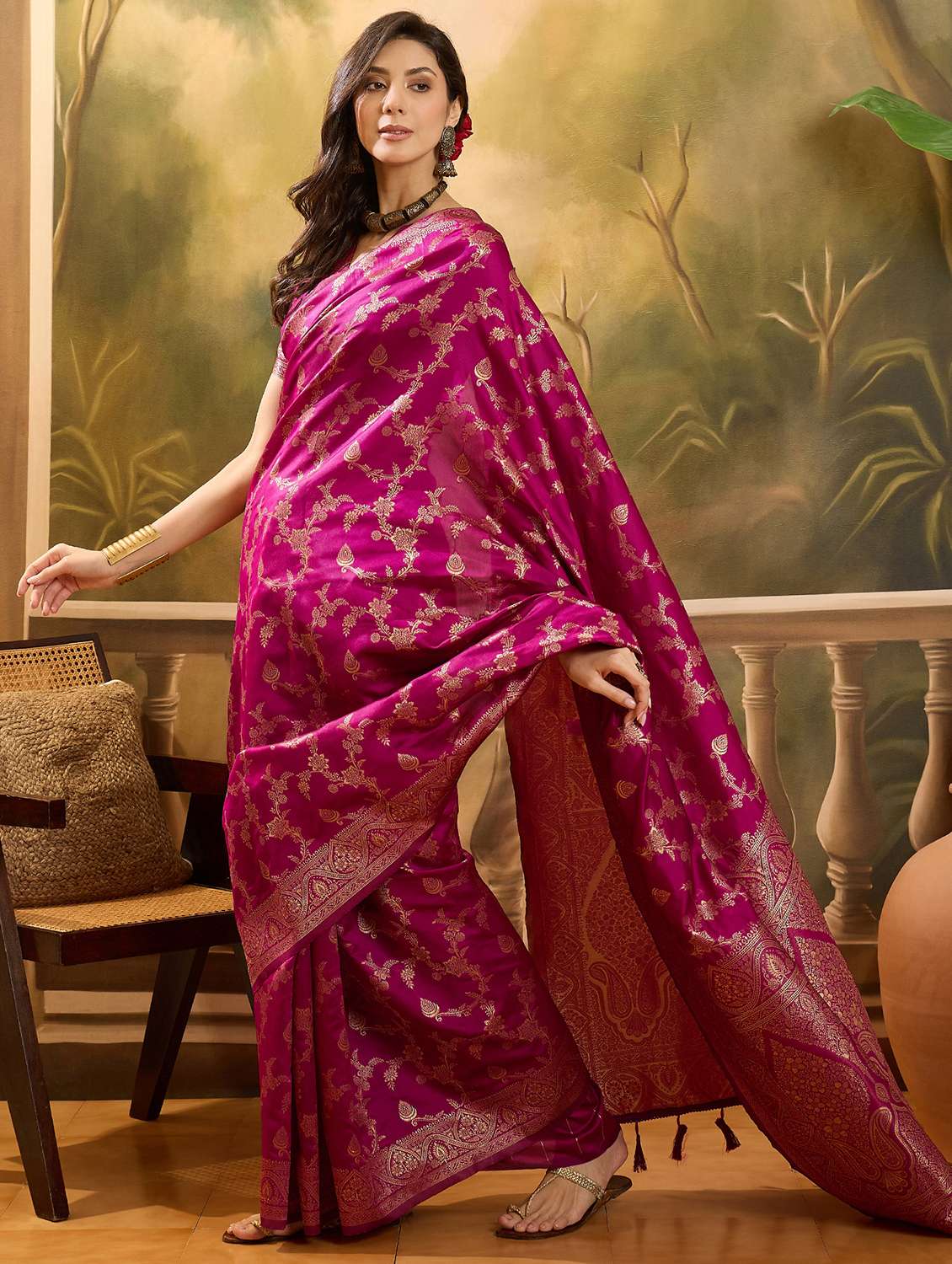 women self design banarasi saree with blouse - 22610208 -  Standard Image - 2