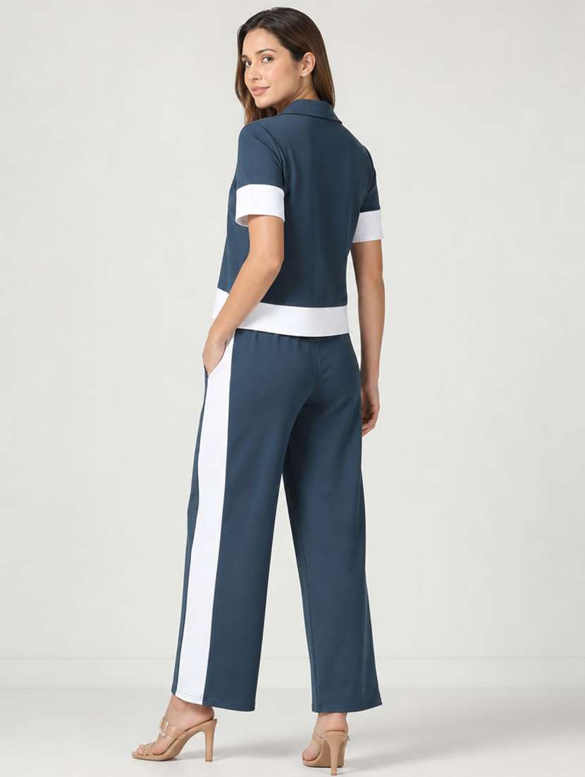 women colourblocked short sleeves top and trouser co-ord set  - 22610219 -  Standard Image - 2