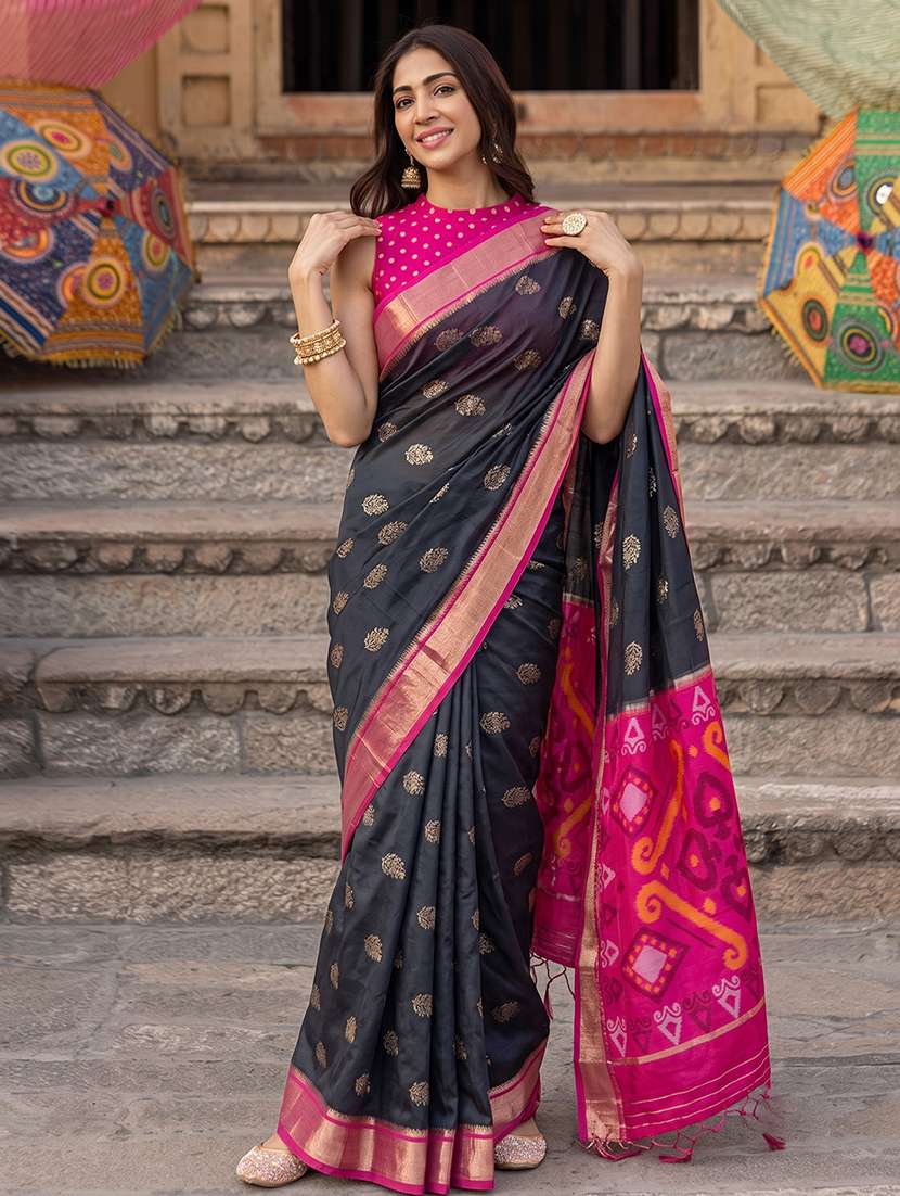 women self design pochampalli saree with blouse
