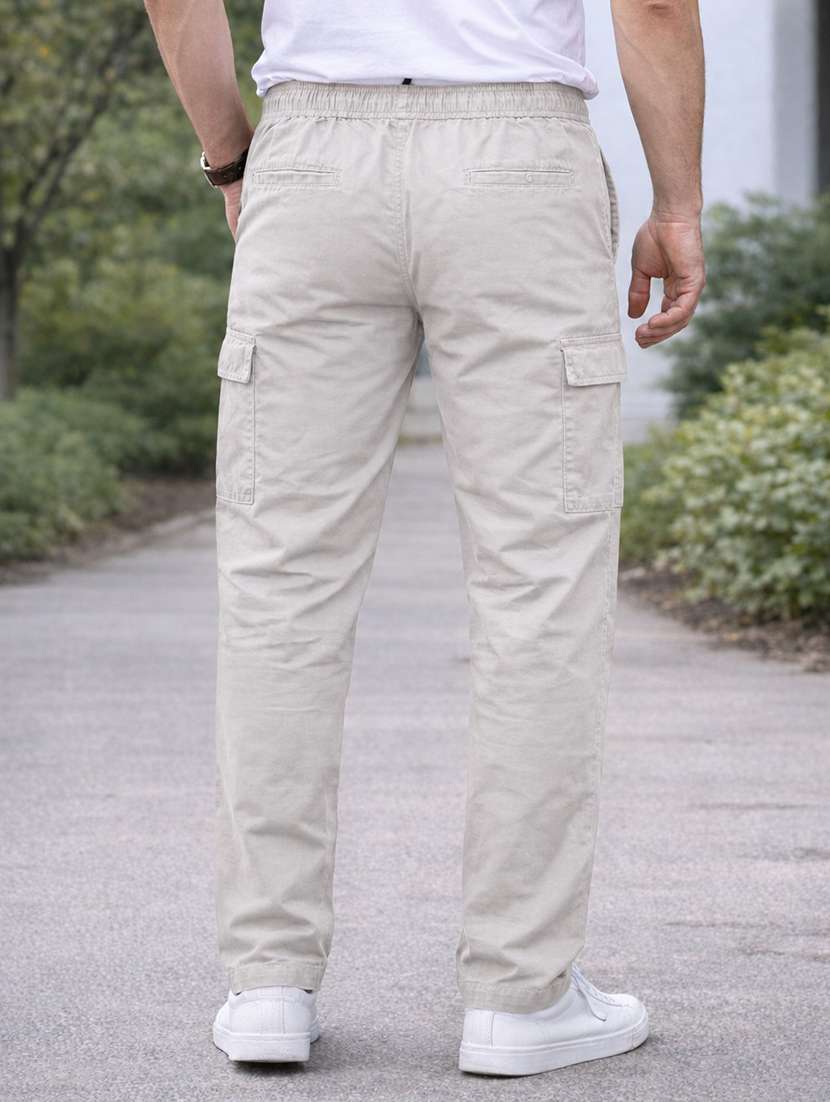 men solid mid rise regular fit cargo pant - 22610306 -  Standard Image - 2