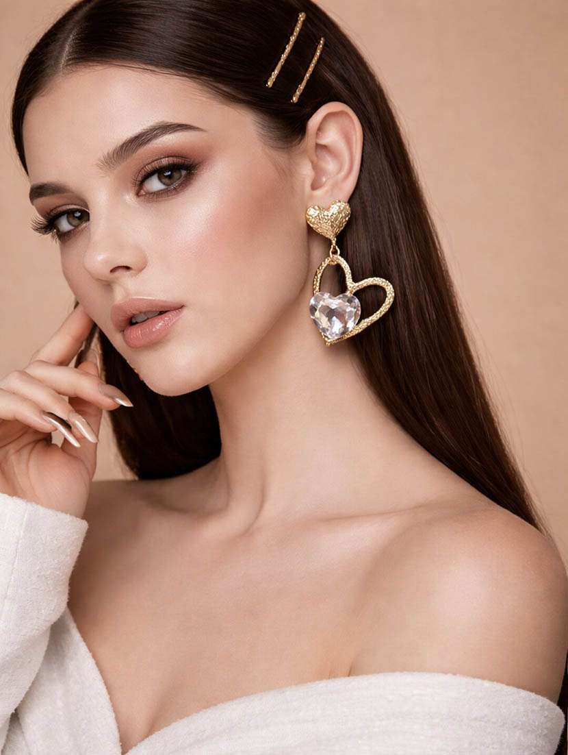 women silver crystal gold tone drop earrings - 22610332 -  Standard Image - 2