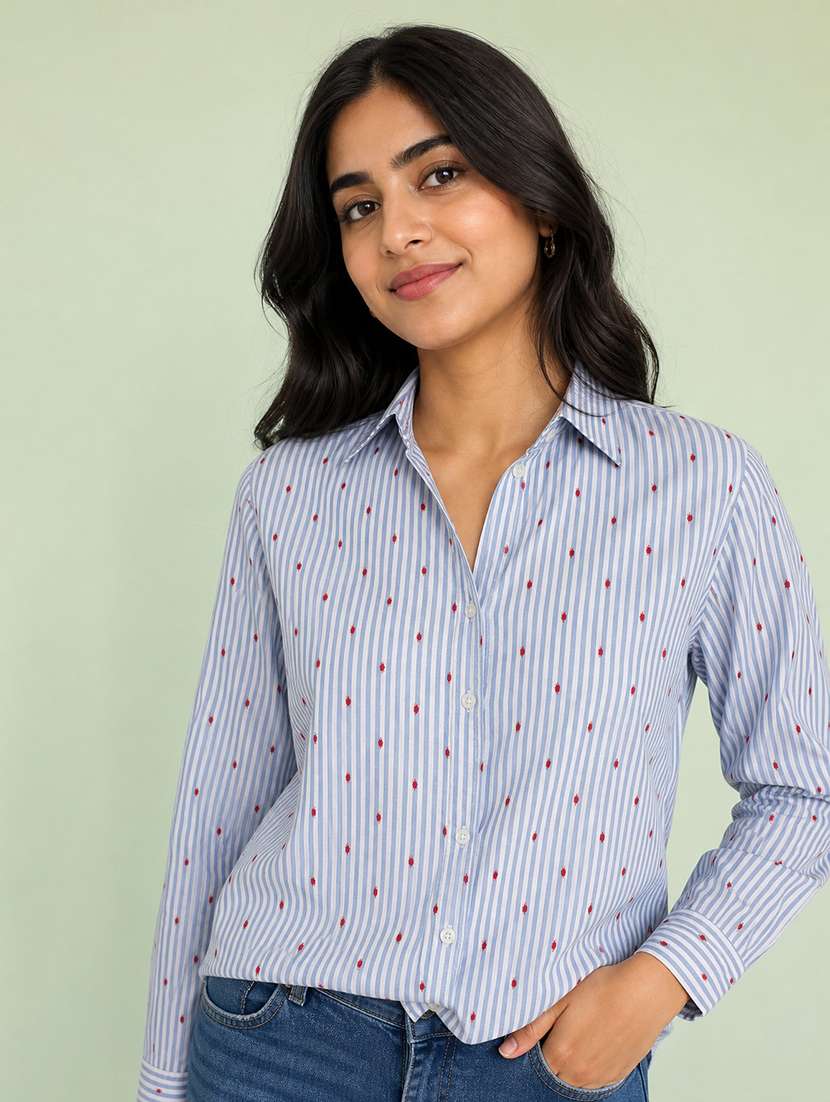 women printed long sleeves regular shirt